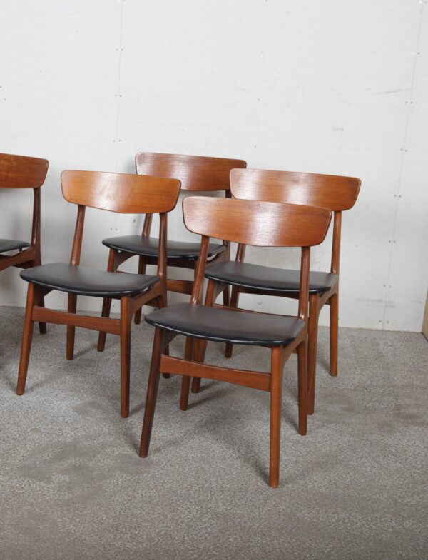 Fire spisestole i teak, Schønning & Elgaard