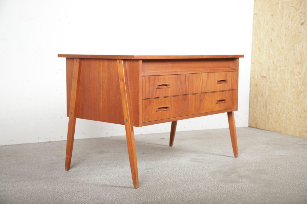 Kombineret skrivebord, kommode og sminkebord, i teak — billede 4