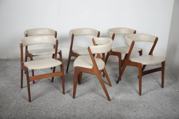 Seks spisestole, teak, nypolstret, Anderstrup møbelfabrik T21