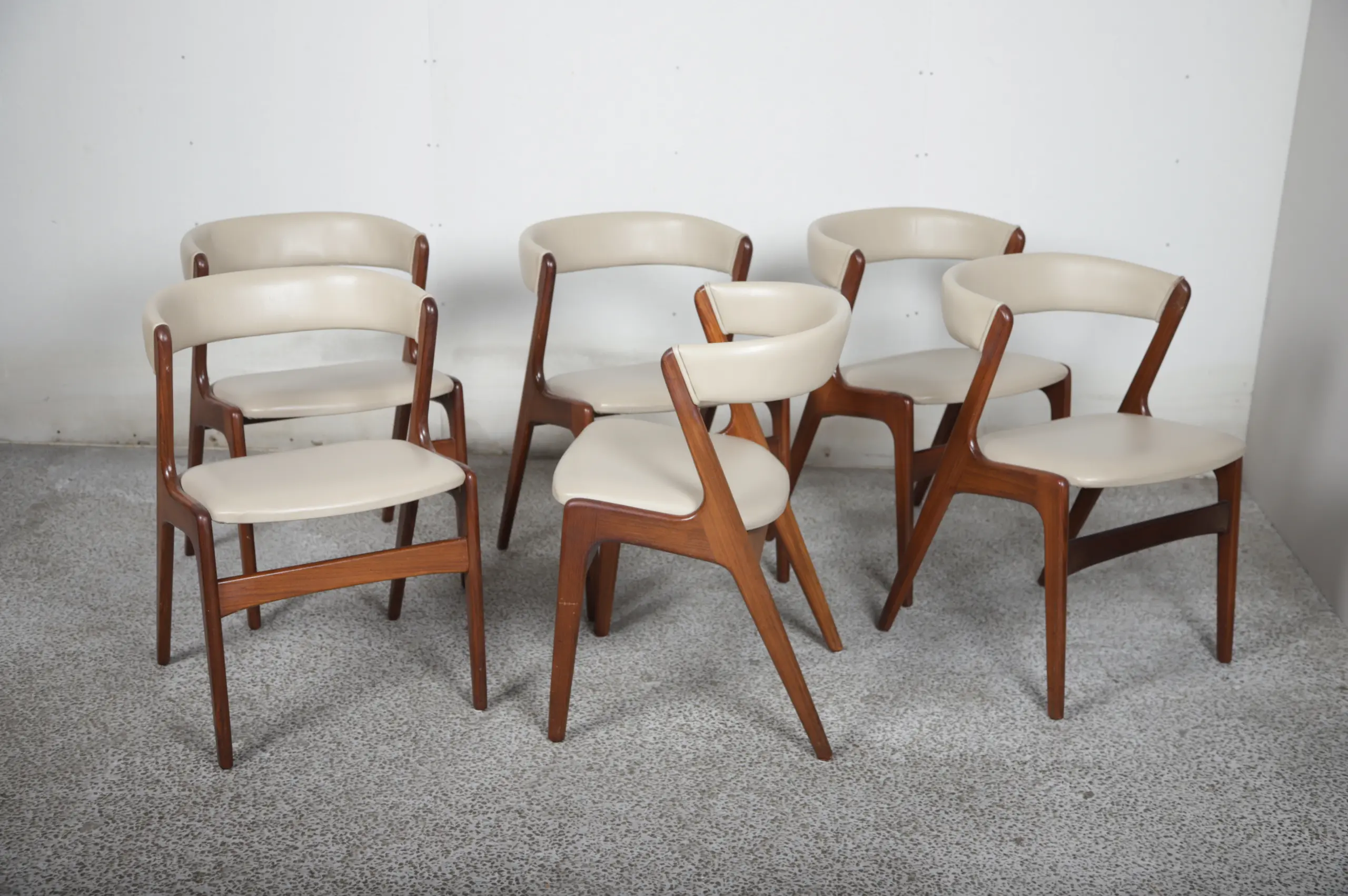 Seks spisestole, teak, nypolstret, Anderstrup møbelfabrik T21