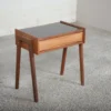 Natbord med sort glasplade, teak