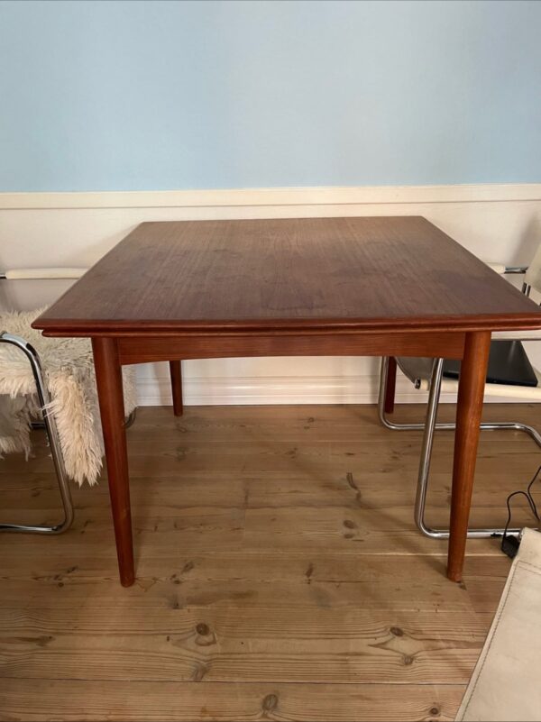 Spisebord, kvadratisk, Teak, Hollandsk udtræk