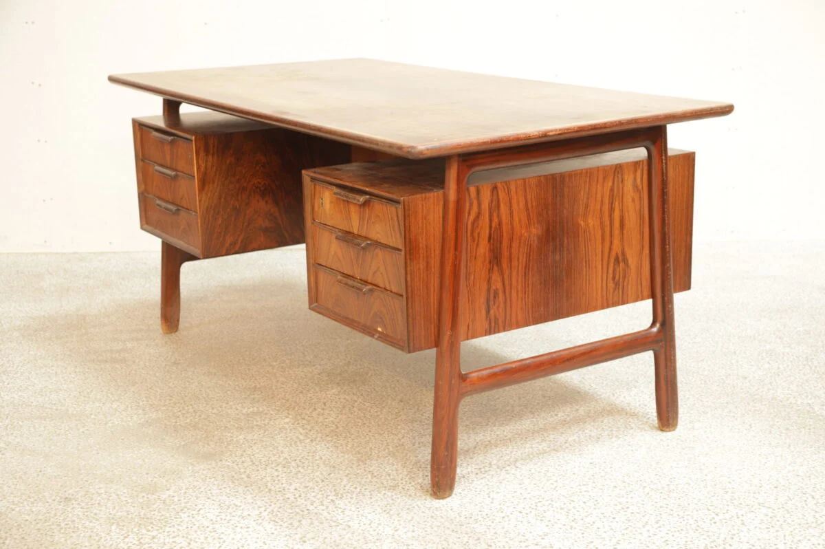 Omann Jr Skrivebord, til restauration, palisander, Omann Jr