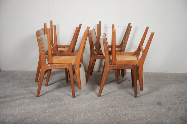 Otte spisestole til ompolstring, teak, Erik Buch model 89