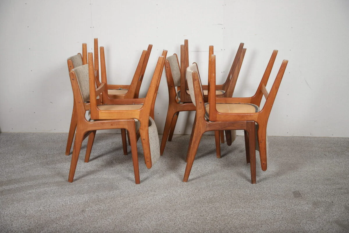 Erik Buch model 89 Otte spisestole til ompolstring, teak, Erik Buch model 89
