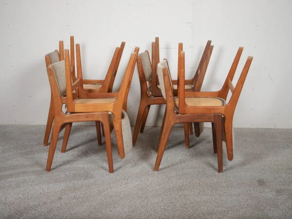 Otte spisestole til ompolstring, teak, Erik Buch model 89