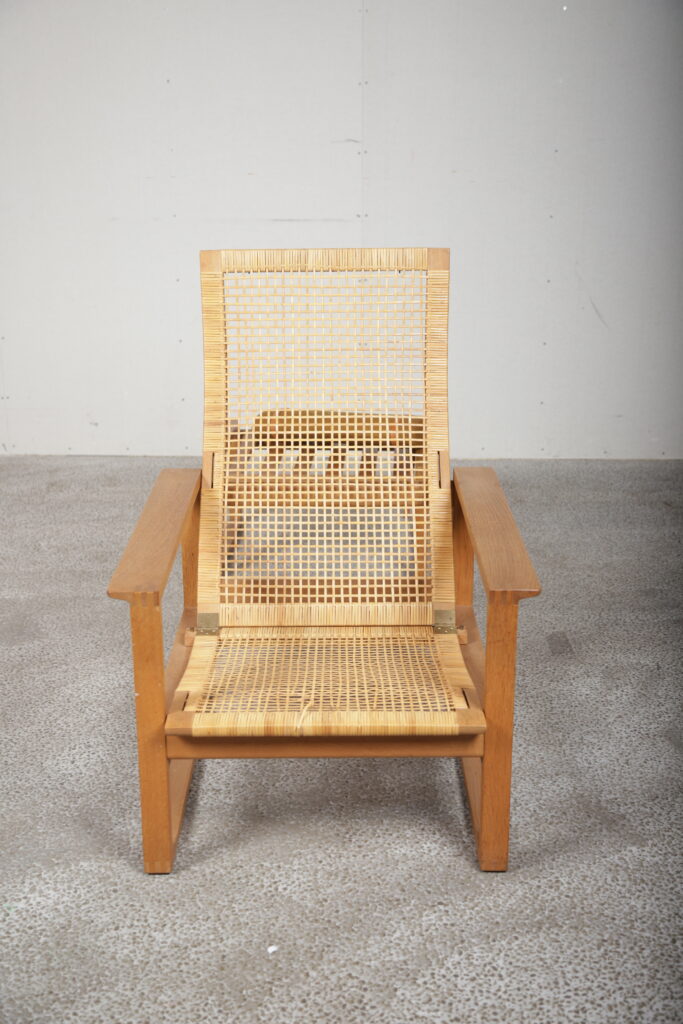 Børge Mogensen slædestol med sjeneflet og skammel, model 2256, egetræ, Fredericia Furniture