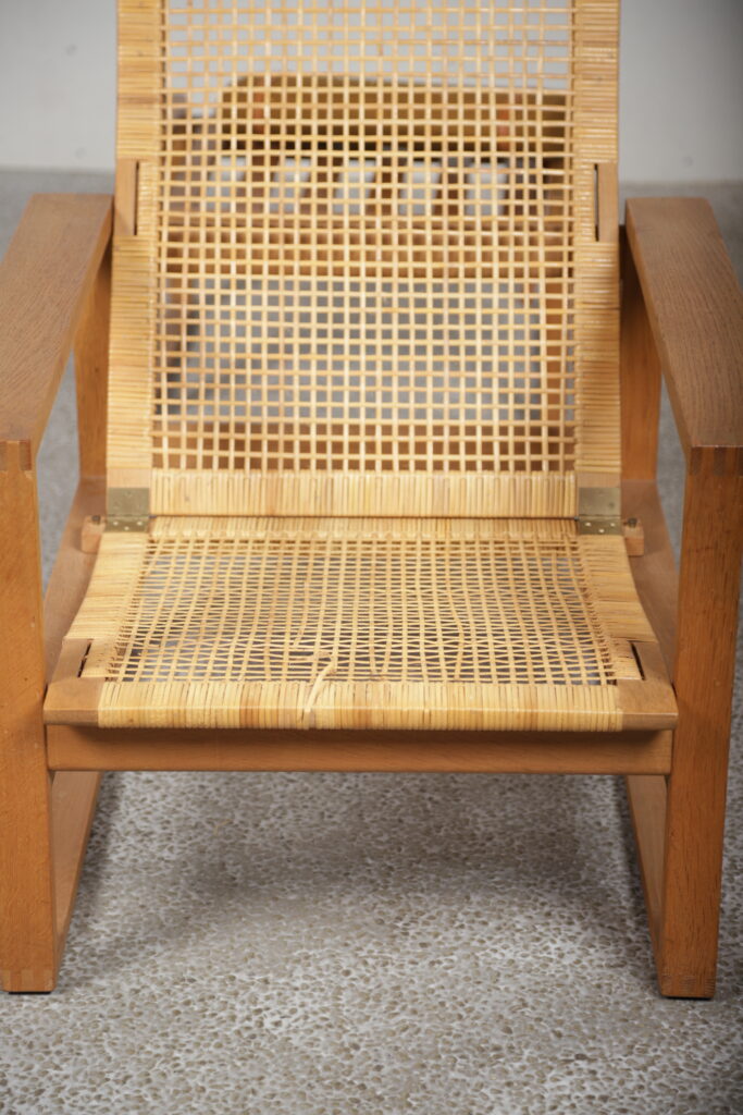 Børge Mogensen slædestol med sjeneflet og skammel, model 2256, egetræ, Fredericia Furniture