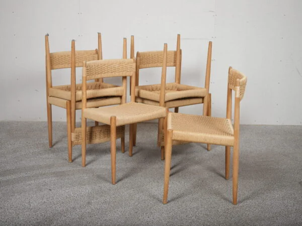 Seks spisestole i egetræ med flet — billede 7