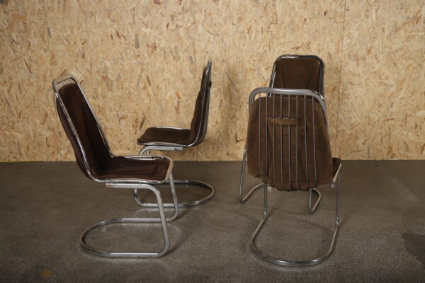 Fire cantilever stole i krom, Gastone Rinaldi, 1970’er, Italien