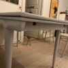 Spisebord med hollandsk udtræk, runde ben, teak