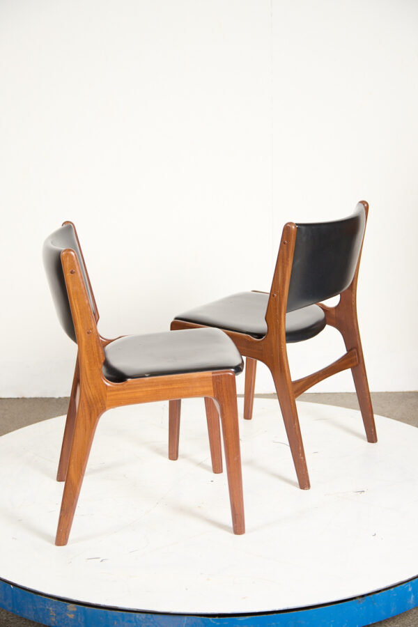To spisestole, massiv teak, Erik Buch model 89