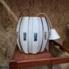 Pendel, hvid metal prisme lampe af Werner Schou for Coronell Elektro