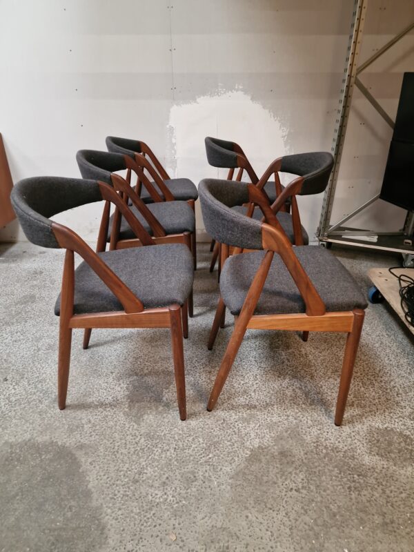 Seks spisestole, massiv teak, Kai Kristiansen model 31