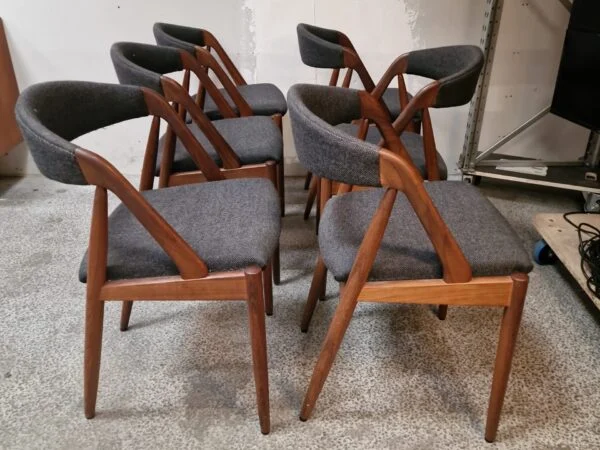 Seks spisestole, massiv teak, Kai Kristiansen model 31