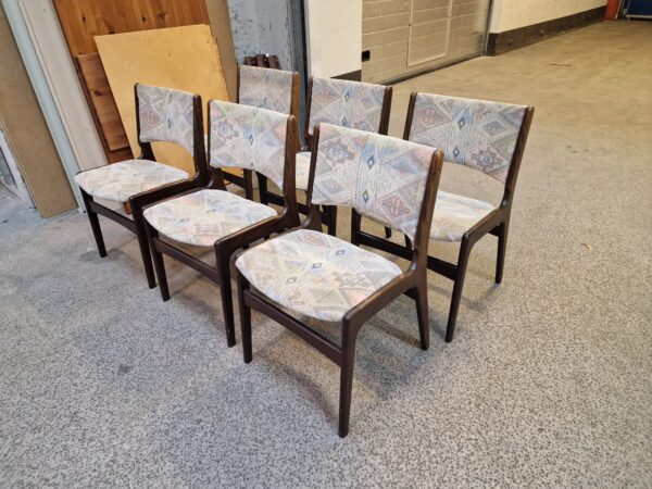Seks spisestole, mahogni, Erik Buch model 89