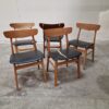 Fem assorterede spisestole. Mosbøl, Farstrup model 210