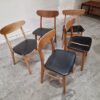 Fem assorterede spisestole. Mosbøl, Farstrup model 210