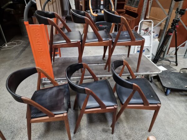 Seks spisestole af Kai Kristiansen, model 31, massiv teak