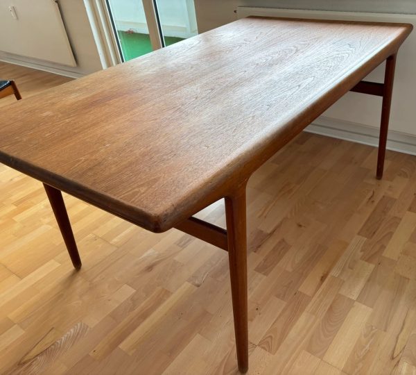 Spisebord med tillægsplader, teak, J.L.Møller