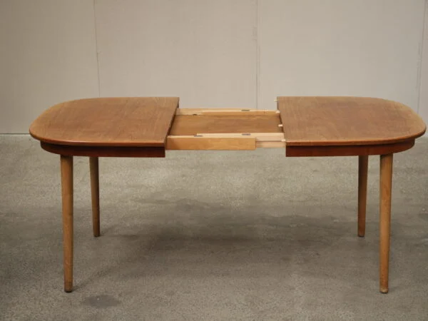 Ovalt spisebord med tillægsplader, teak — billede 2
