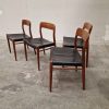 NO Møller model 75 Fire spisestole, massiv teak, NO Møller model 75