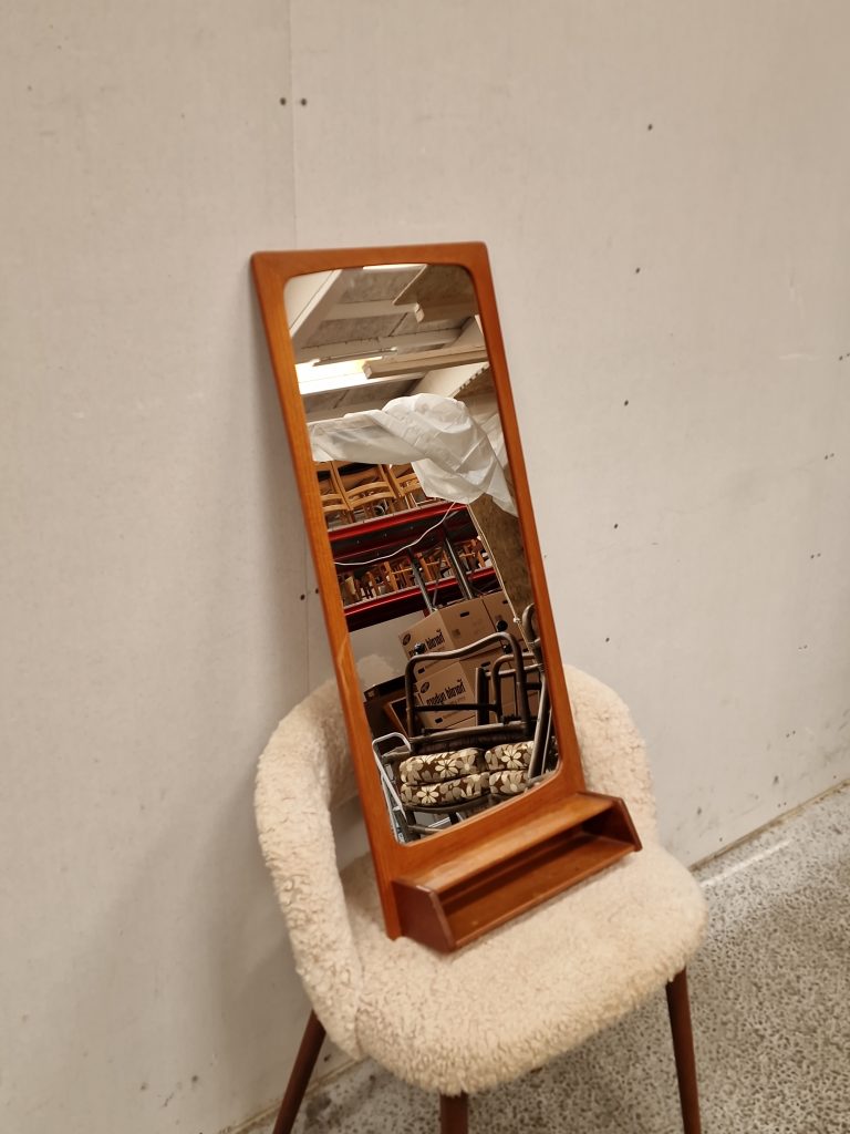 Spejl med hylde, teak — billede 2