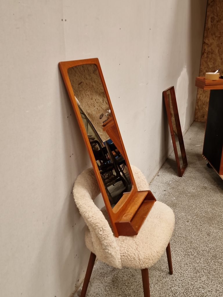 Spejl med hylde, teak — billede 3