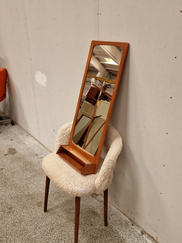 Spejl med hylde, teak — billede 5