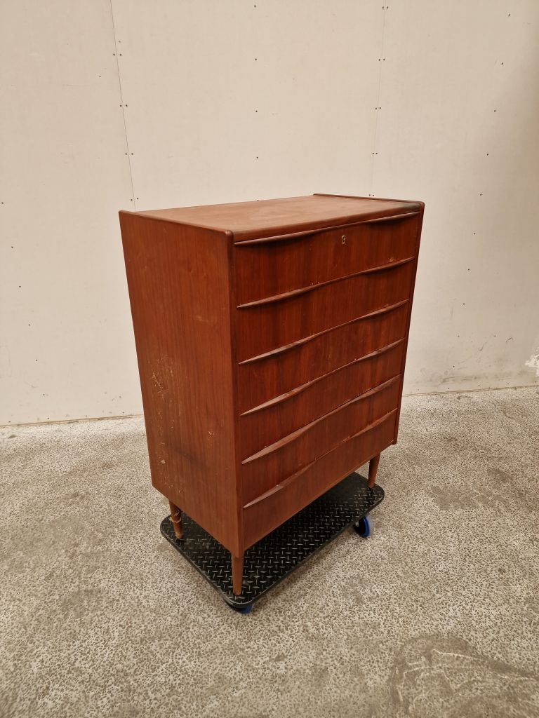 Kommode med seks skuffer, teak — billede 6