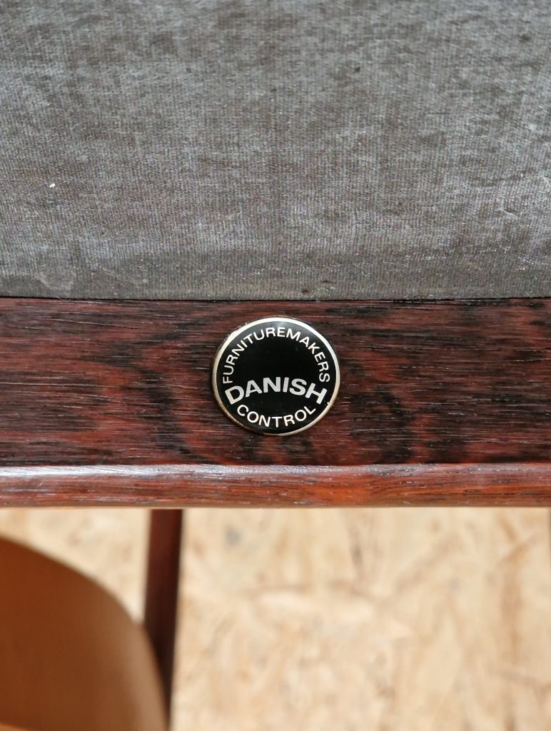 Danish mid-century modern furniture makers mark on wood.