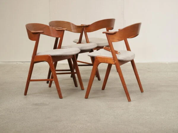 Tre spisestole i massiv teak, Kai Kristiansen model 32 — billede 2