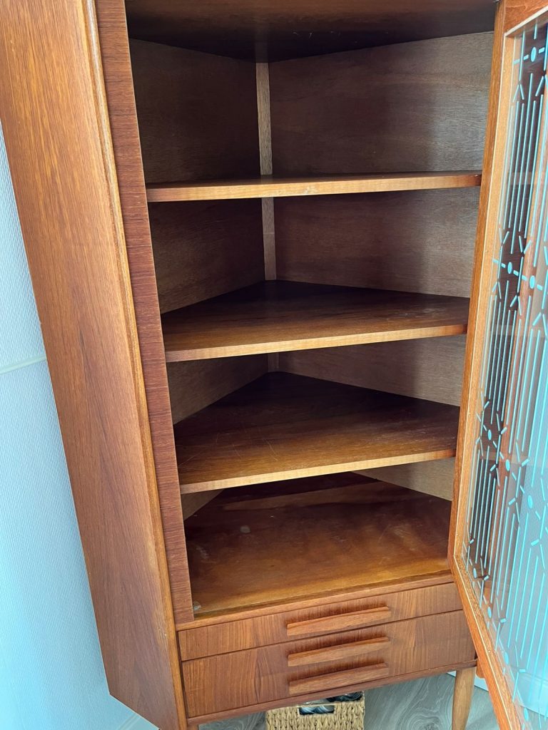 Hjørneskab, teak, glasdør — billede 7