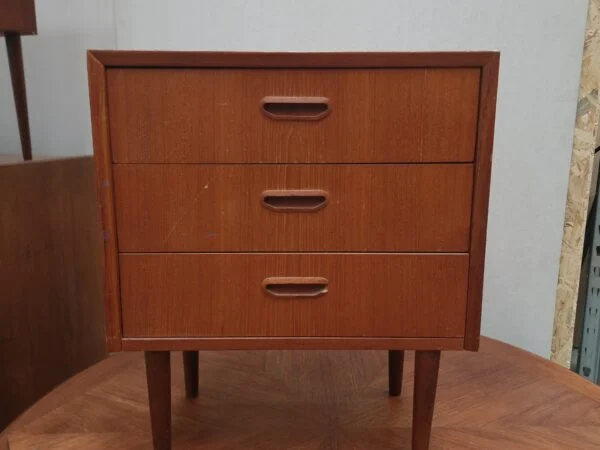Lille kommode med tre skuffer, teak — billede 6