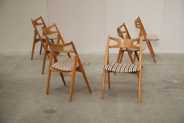 Seks spisestole i massiv egetræ, Wegner CH29