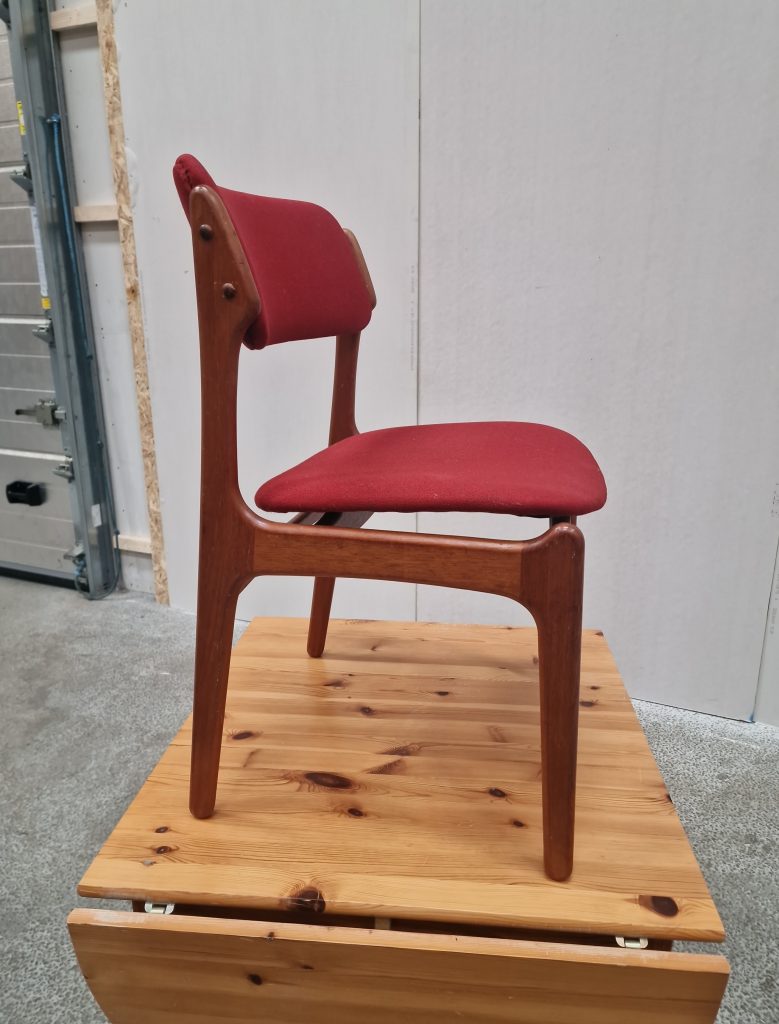 Erik Buch model OD49  Syv spisestole i massiv teak, til ompolstring — billede 8