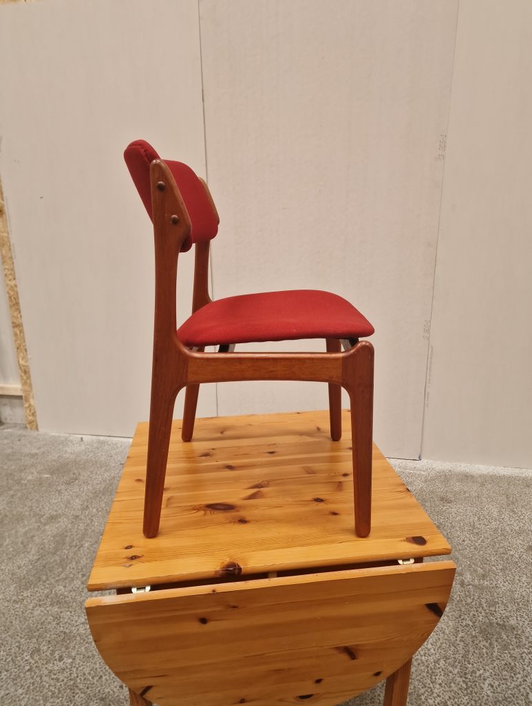 Erik Buch model OD49  Syv spisestole i massiv teak, til ompolstring — billede 9