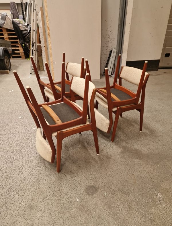 Seks spisestole, massiv teak