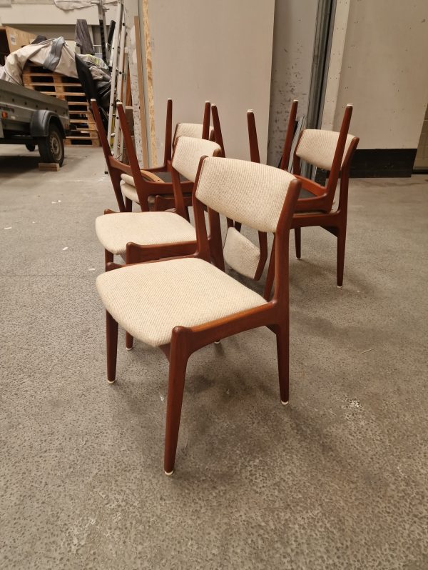 Seks spisestole, massiv teak