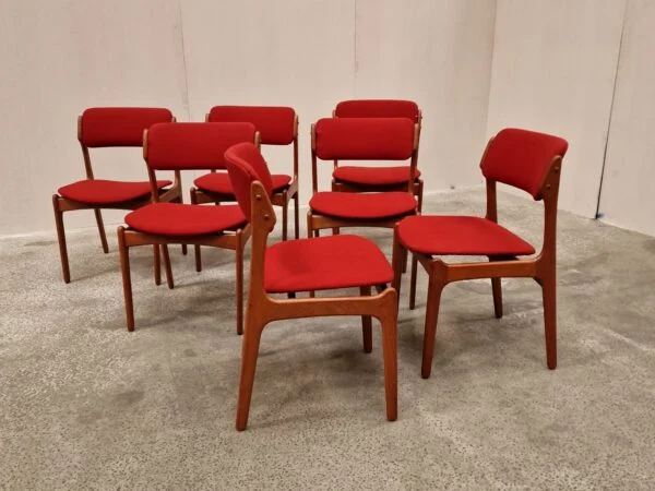 Erik Buch model OD49 Syv spisestole i massiv teak, til ompolstring — billede 3