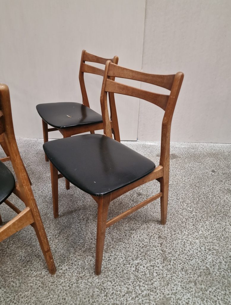 Fire spisestole til ompolstring, egetræ