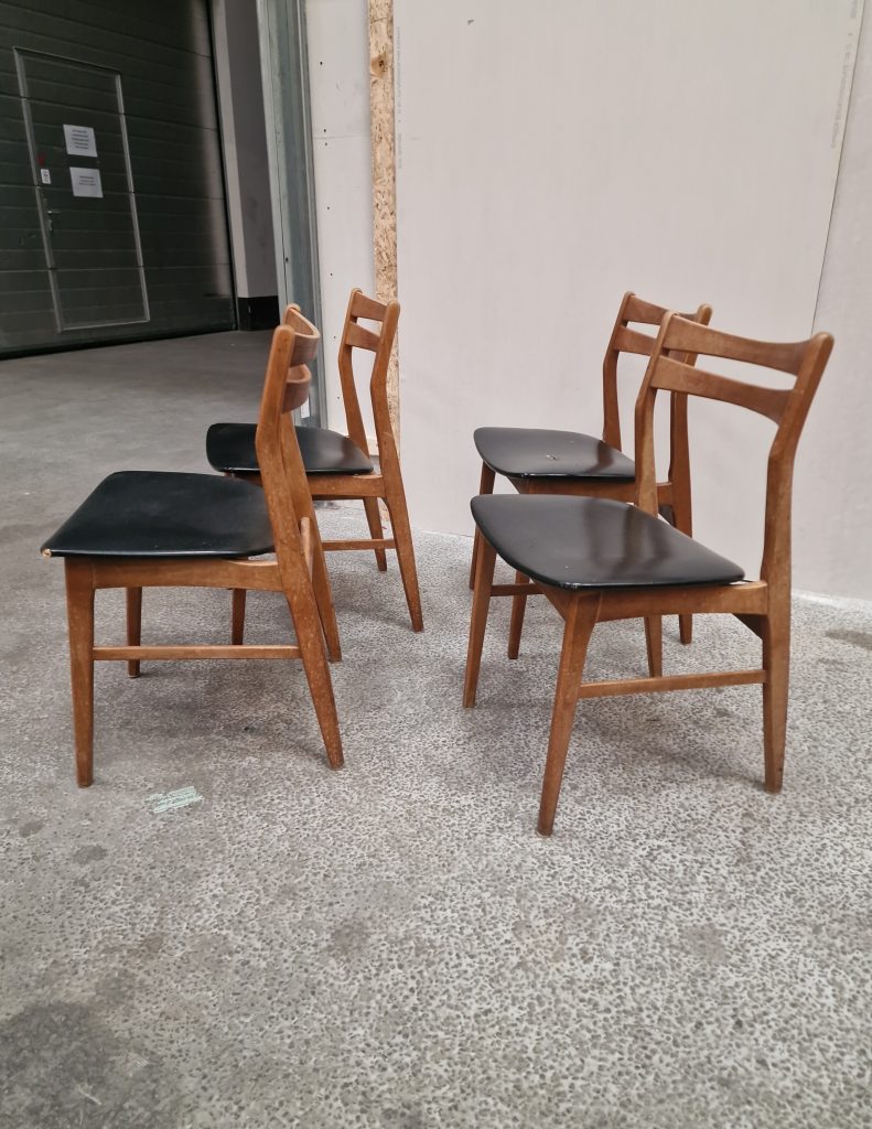 Fire spisestole til ompolstring, egetræ