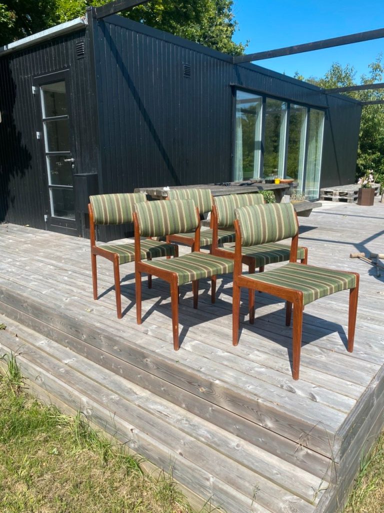 Fem spisestole, massiv teak, Bramin