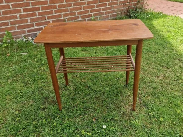 Sofabord med pindehylde, teak — billede 4