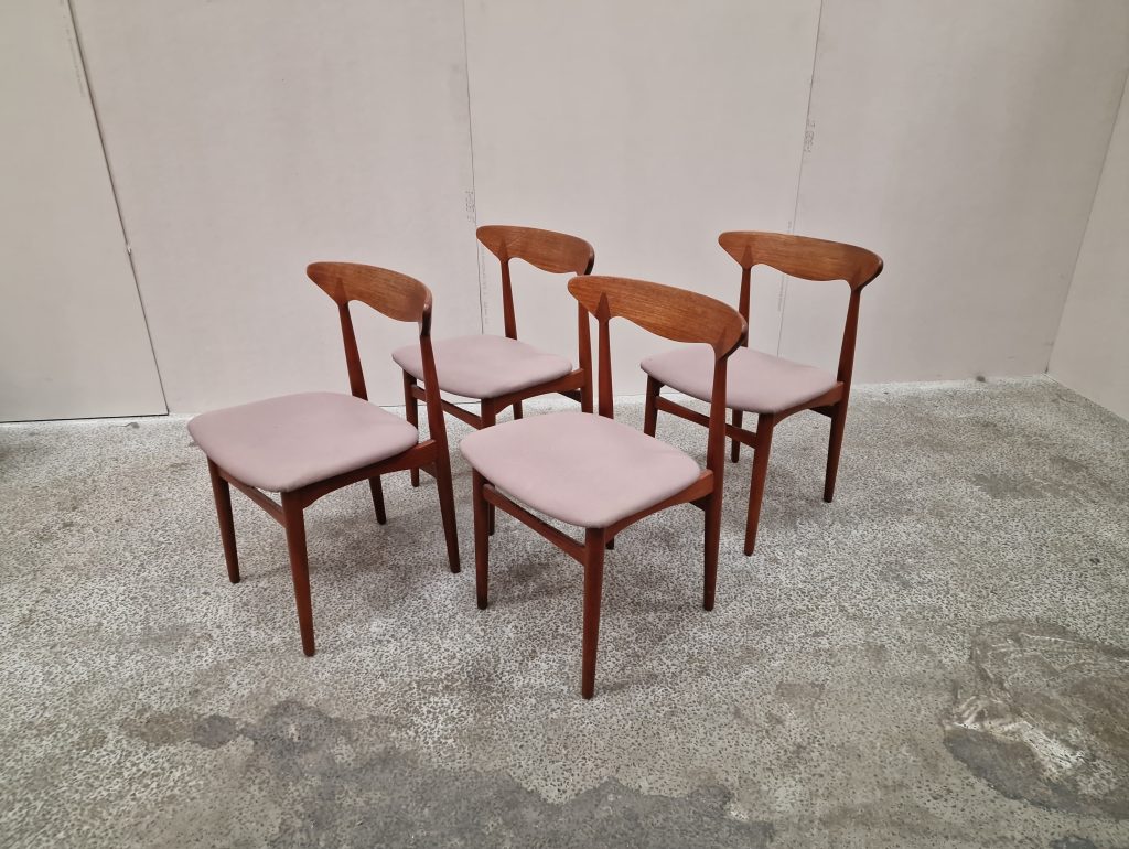 Fire spisestole, massiv teak