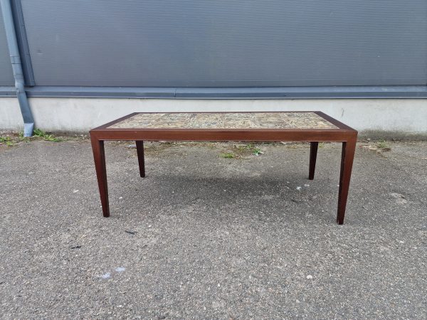 Sofabord med kakler, mahogni, Royal Copenhagen, Severin Hansen