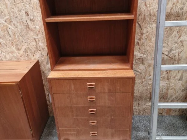 Lille reol med kommode og bogreol, teak