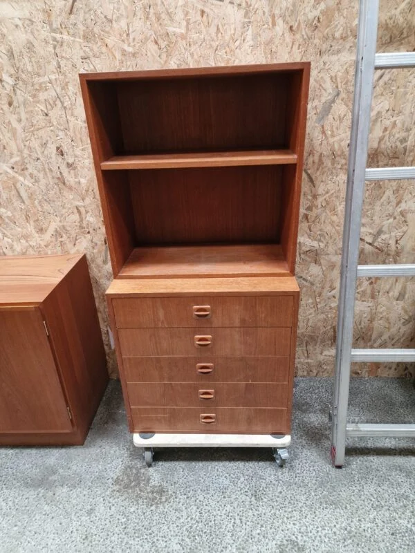 Lille reol med kommode og bogreol, teak