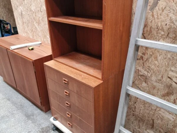 Lille reol med kommode og bogreol, teak — billede 4