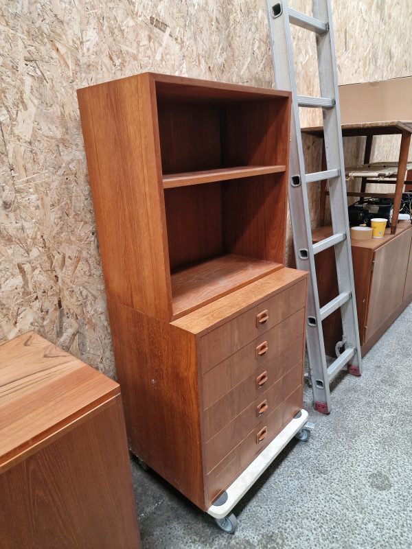 Lille reol med kommode og bogreol, teak